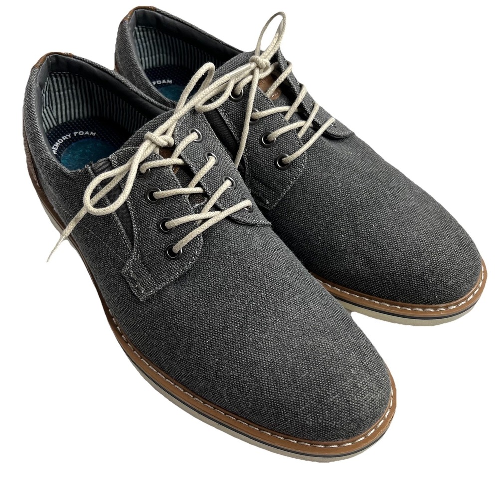 Nunn Bush Men's 9.5 Barklay Canvas Plain‎ Toe Oxford Lace Up Navy Multi Blue - Picture 3 of 12